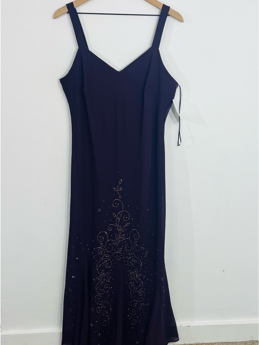 R&M Richards 2 Pc Maxi Eggplant Dress Set Made In USA Sheer NEW Size 16 Chiffon - Picture 6 of 13